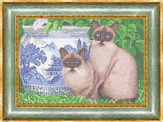 Рисунок на ткани «Сиамские кошки»
