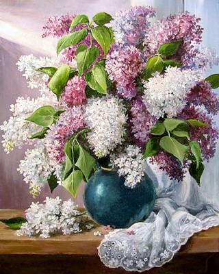 Алмазная вышивка «Свежая сирень» Алмазная вышивка «Свежая сирень»