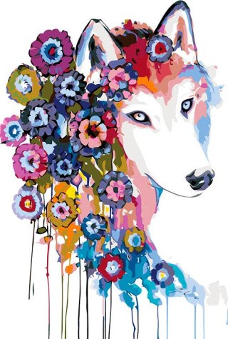 Картина по номерам «Цветочный пёс»
