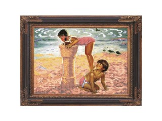 Рисунок на ткани «Ребятишки на пляжу»