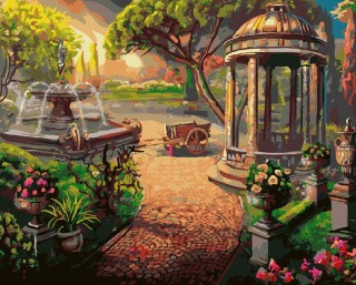 Картина по номерам «Беседка у фонтана»