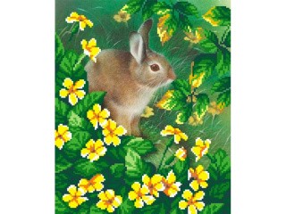 Рисунок на габардине «Кролик в саду»