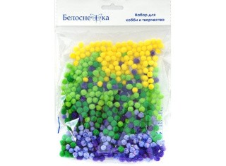 Декоративные помпоны, 5 цветов, 5 мм, Белоснежка Декоративные помпоны, 5 цветов, 5 мм, Белоснежка