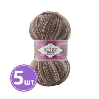 Пряжа ALIZE Superwash100 (7678), коричневый меланж, 5 шт. по 100 г Пряжа ALIZE Superwash100 (7678), коричневый меланж, 5 шт. по 100 г