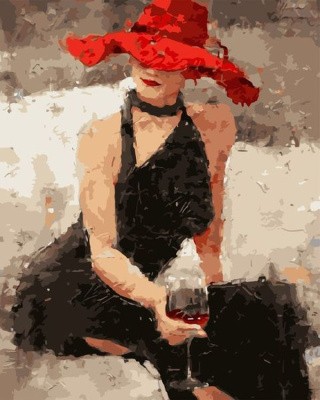 Картина по номерам «В красной шляпе» Картина по номерам «В красной шляпе»