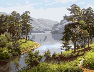 Картина по номерам «Горы и реки» Картина по номерам «Горы и реки»