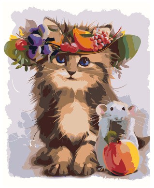 Картина по номерам «Кошка в шляпе»