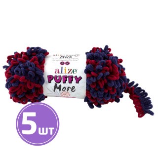 Пряжа ALIZE Puffy More (6268), синий-брусника, 5 шт. по 150 г Пряжа ALIZE Puffy More (6268), синий-брусника, 5 шт. по 150 г