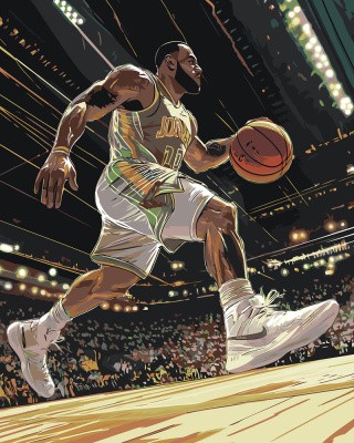 Картина по номерам Баскетбол Леброн Джеймс с мячом Картина по номерам Баскетбол Леброн Джеймс с мячом
