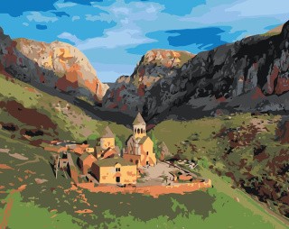 Картина по номерам «Армения: монастырь Нораванк в горном ущелье»