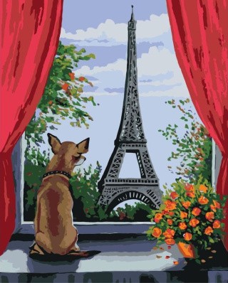 Картина по номерам «Вид из окна на Эйфелеву башню»