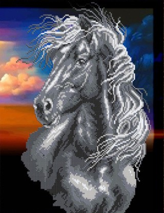 Рисунок на ткани «Черный конь»