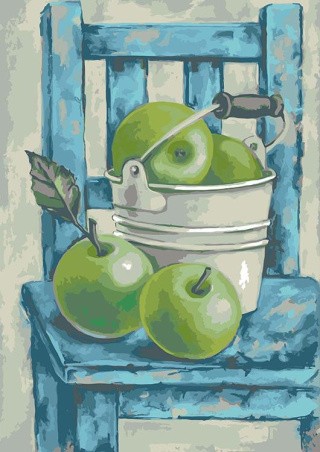 Картина по номерам «Натюрморт с зелеными яблоками»