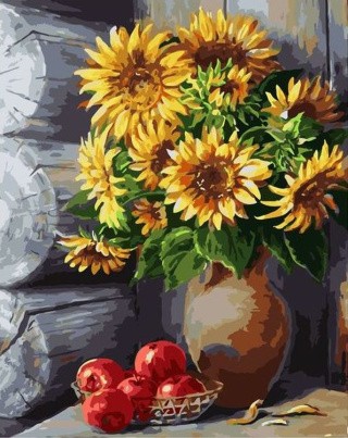 Картина по номерам «Подсолнух и яблоки» Картина по номерам «Подсолнух и яблоки»