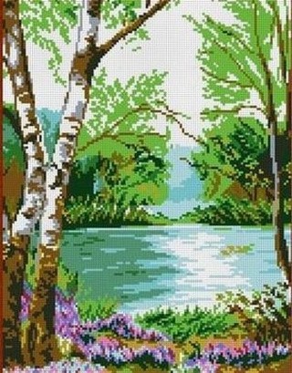 Рисунок на ткани «У реки»