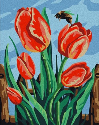 Картина по номерам «Майские тюльпаны» (мини-раскраска)