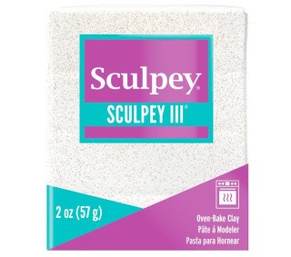 Полимерная глина Sculpey III 539 белый с блестками, 57 г