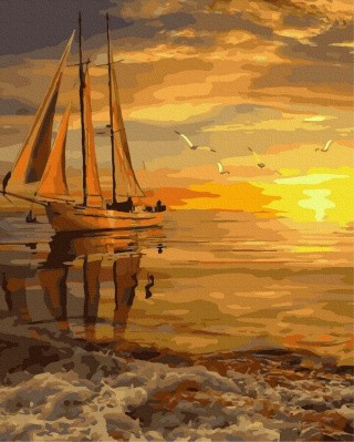 Картина по номерам «Закат на берегу моря»