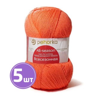 Пряжа Пехорка Всесезонная (396), настурция, 5 шт. по 100 г Пряжа Пехорка Всесезонная (396), настурция, 5 шт. по 100 г