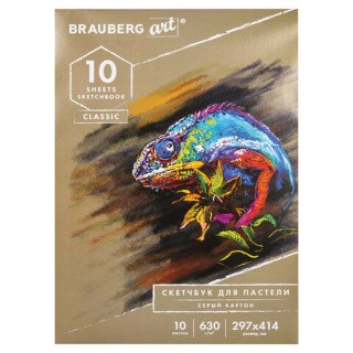 Альбом для пастели, картон цвет: серый, некрашенный, 630 г/м2, 297x414 мм, 10 л., BRAUBERG ART CLASSIC