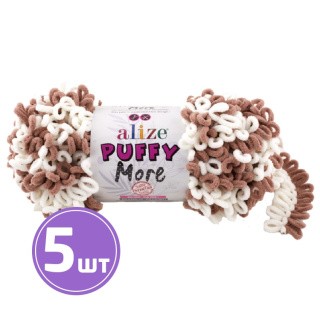 Пряжа ALIZE Puffy More (6261), белый-бежевый, 5 шт. по 150 г Пряжа ALIZE Puffy More (6261), белый-бежевый, 5 шт. по 150 г