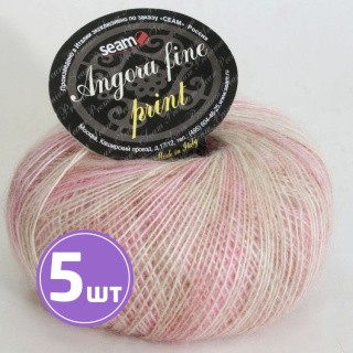 Пряжа SEAM Angora fine print (205), бело-розовый, 5 шт. по 50 г Пряжа SEAM Angora fine print (205), бело-розовый, 5 шт. по 50 г