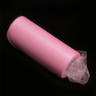 Фатин средней жесткости в шпульках, блестящий, намотка 22,86 м, ширина 15 см, цвет: розовый, TBY