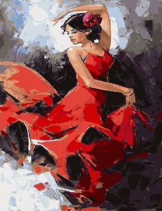 Картина по номерам «В красном» Картина по номерам «В красном»