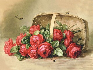 Рисунок на ткани «Розы в корзине»