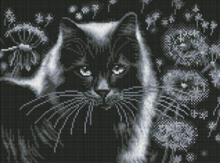 Алмазная вышивка «Кот и одуванчики»