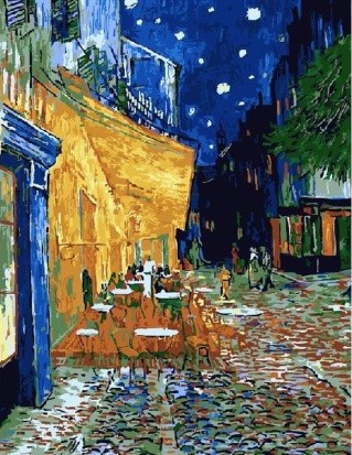 Алмазная картина-раскраска - Звёздная ночь. Ван Гог