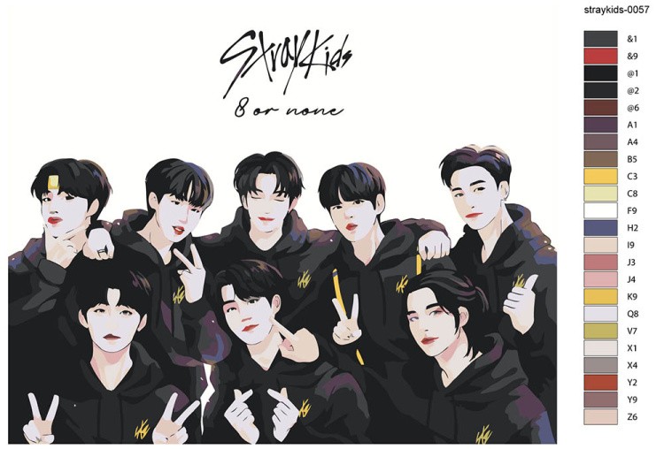 Картина по номерам «Stray Kids Стрей Кидс KPOP кпоп: Аниме» — картинка 2