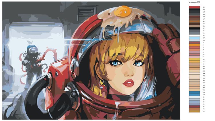 Картина по номерам «Among Us Амонг Ас: Арт с девушкой и монстром» — картинка 2