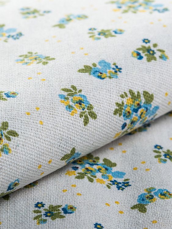 Ткань льняная, 1 м x 150 см, 140 г/м², цвет: белый, цветочный принт, TBY — картинка 2