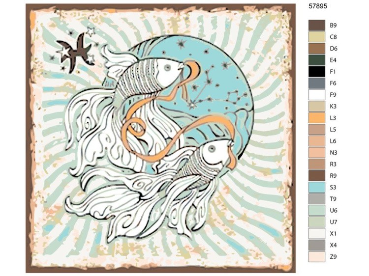 Картина по номерам «Знак зодиака. Рыбы» — картинка 2