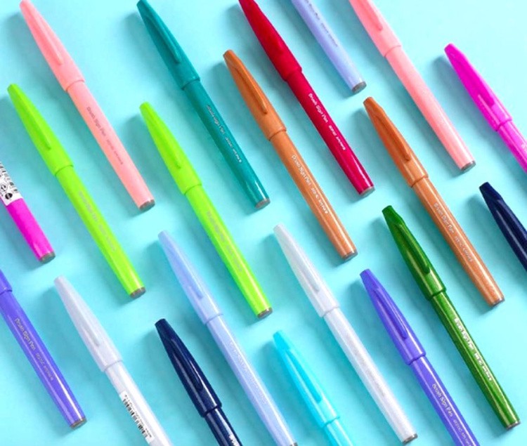 Фломастер-кисть Brush Sign Pen, 2 мм, цвет: голубой, Pentel — картинка 3