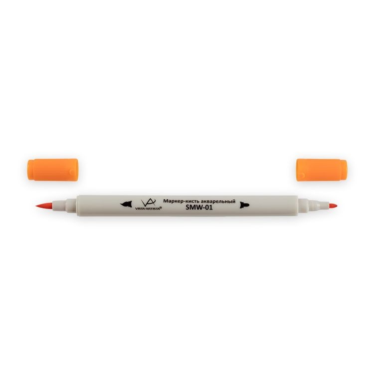 Акварельный маркер-кисть, 0.8 мм - 2 мм, кисть/круглое тонкое, ярко-оранжевый (Orange), VISTA-ARTISTA