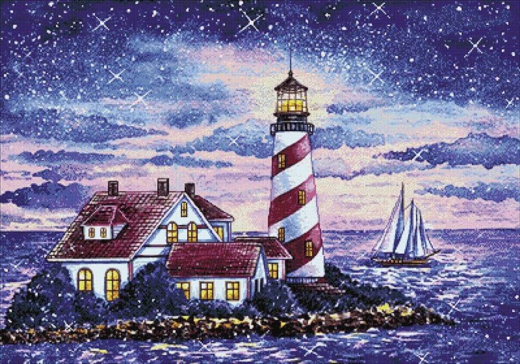 Алмазная вышивка «Маяк на рассвете» — картинка 3