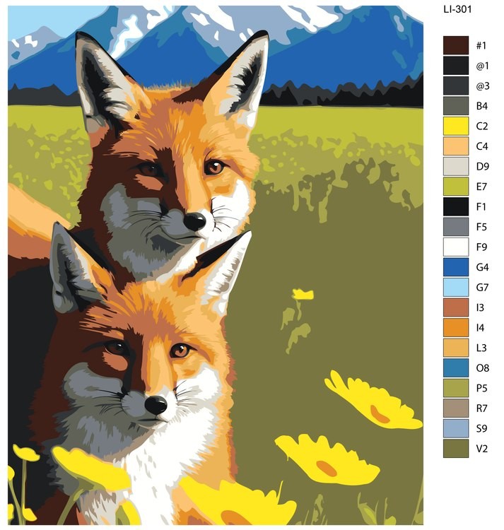 Картина по номерам «Две лисы в поле» — картинка 2