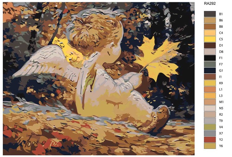 Картина по номерам «Мальчик-ангелочек с кленовым листом» — картинка 2