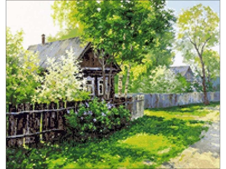 Алмазная вышивка «Весна в деревне» — картинка 2