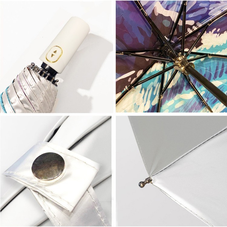 Зонт двусторонний Лазурный океан, складной, 8 спиц, автомат — картинка 2