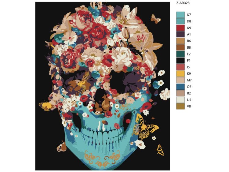Картина по номерам «Цветочный череп» — картинка 2