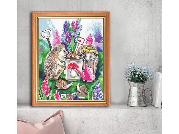 Алмазная вышивка «Ежи садовники» — картинка 3