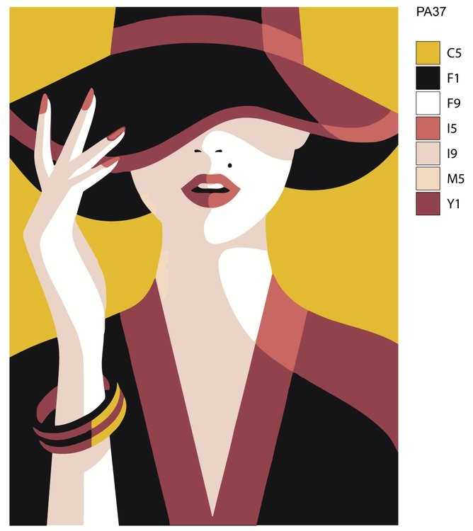 Картина по номерам «Бордовая шляпка» — картинка 2