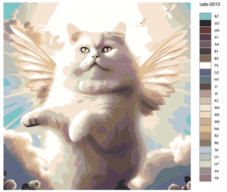 Картина по номерам «Толстый белый кот-ангел» — картинка 2