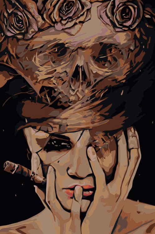 Картина по номерам «Девушка с сигарой»