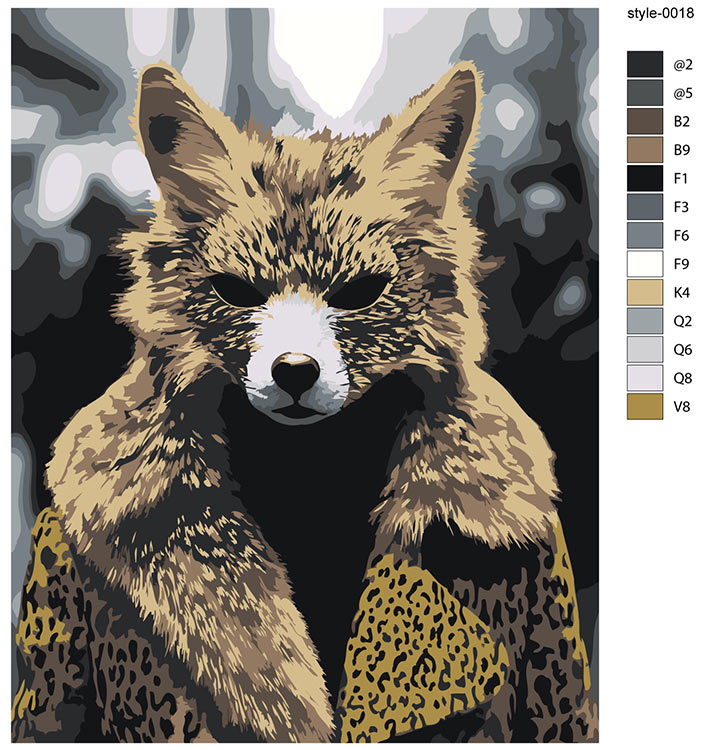 Картина по номерам «Портрет в маске лисы, монохром 40x50» — картинка 2