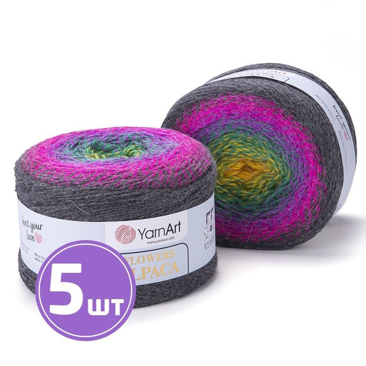 Пряжа YarnArt Flowers Alpaca (423), мультиколор, 5 шт. по 250 г