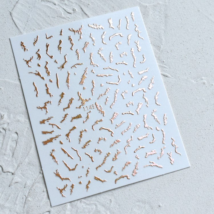 Наклейки-имитация разводов жидкого металла №2, 13x8 см, 1 шт. — картинка 3